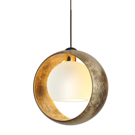 Besa Lighting Pogo Cord Pendant, Gold/Inner Gold and Opal Matte, Bronze Finish, 1x35W Halogen 1XT-4293GG-BR